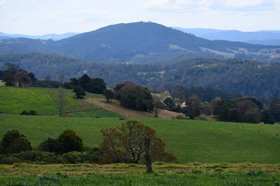 Australian rural farmland in Fernbook, Waterfall Way, near Dorrigo city