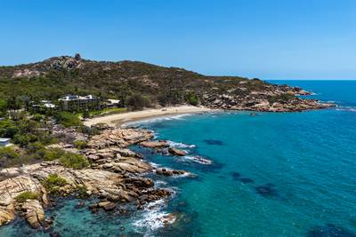 An aerial view of Rose Bay in Bowen, Queensland