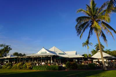 Sunset View towards a Tropical Bar