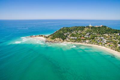 An aerial view of Wategoes Beach in Byron Bay