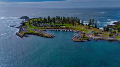 View of Kiama in Australia. The town, the beach, and the blowhole.