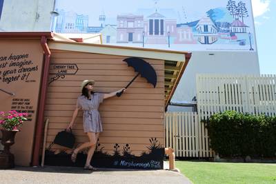 Australian woman visit at Mary Poppins museum Maryborough Queensland Australia