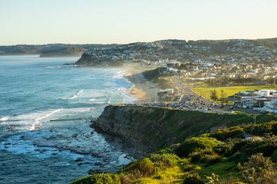 Newcastle beach over the sunset, NSW, Australia.