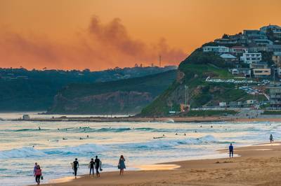 Newcastle Beach Australia at sunset. Newcastle is Australia's second oldest city.