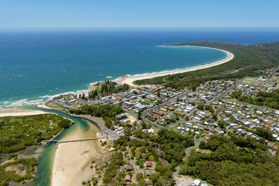 Aerial view over South West Rocks and surrounds, Mid North Coast of New South Wales, Australia