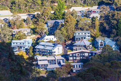 Beautiful mountain chalets in Thredbo Village, Mount Kosciuszko National Park, Australia